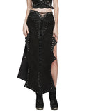 Punk Rave Long Apocalyptic CyberPunk Studded Side-Split Lacing Skirt