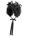 Eva Lady Womens Dark Gothic Lolita Burlesque Feathered Rose Bonnet Hat Black