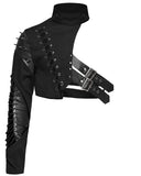 Punk Rave Mens Gothic Apocalyptic Punk Asymmetric One-Arm Harness Jacket