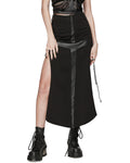 Punk Rave Daily Life Dark Punk Cross Side-Split Maxi Skirt