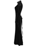 Punk Rave Womens Long Gothic Velvet & Lace Beaded & Embroidered Maxi Dress