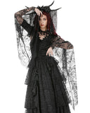 Dark In Love Womens Gothic Deep-V Bell-Sleeve Lace Bolero Shrug