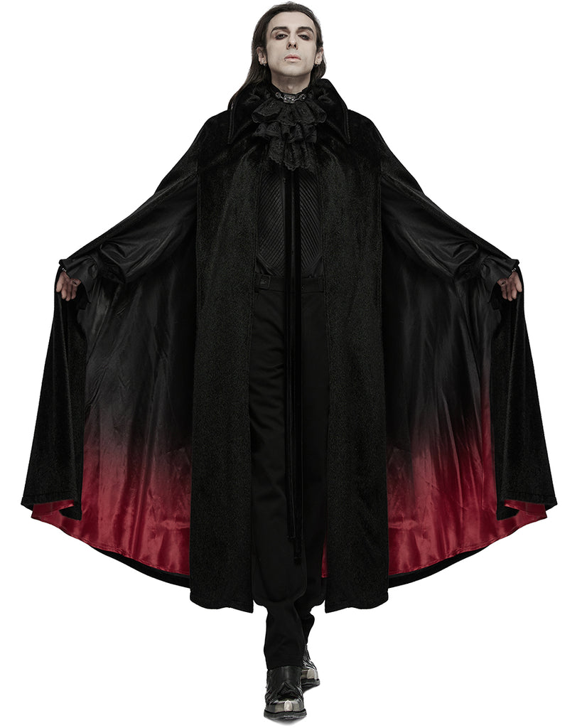 Vampire Rava Punk Rave Mens Dark Night Gothic Vampire Faux Horsehair Count Cloak Bl ...
