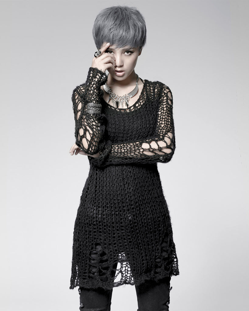 Distressed Knit Rave Punk Rave Shredded Knit Sweater - Black – Violent Delights