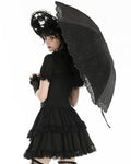 Dark In Love Womens Gothic Lolia Doll Lace Applique Parasol Umbrella