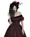 Punk Rave Womens Long Gothic Jacquard Ballgown Wedding Dress - Black & Red