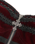 Eva Lady Womens Ornate Victorian Gothic Velvet Corset Top - Black & Red