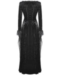 Dark In Love Long Gothic Velvet  Maxi Dress With Faux Fur & Mesh Trim