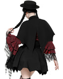 Dark In Love Womens Gothic Batwing Cameo Capelet Shrug - Black & Red