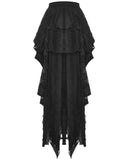 Dark In Love Womens Gothic Ruffled & Shredded Lace Hi-Low Skirt