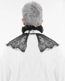 Devil Fashion Mens Decadent Gothic Aristocrat Jacquard & Lace Cravat Tie - White & Black