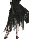 Dark In Love Long Gothic Irregular Lace Rose Layered Skirt