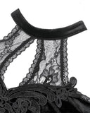 Dark In Love Womens Romantic Gothic Velvet & Lace Teardrop Cutout Blouse Top