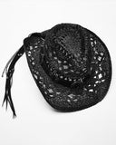 Punk Rave Womens Apocalyptic Punk Studded Crochet Stetson Cowboy Hat