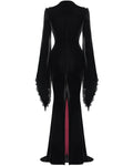 Eva Lady Womens Long Dark Baroque Gothic Velvet Gown Jacket - Black & Red