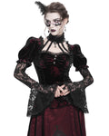 Eva Lady Womens Elegant Victorian Gothic Ruched Velvet & Lace Blouse Top