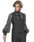 Devil Fashion Mens Tennyson Striped Gothic Waistcoat - Black