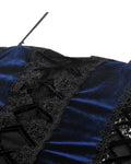 Dark In Love Womens Gothic Lolita Velvet & Lace Fishtail Prom Dress - Blue & Black