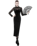 Dark In Love Diascia Gothic Velvet Dress - Skull Cameo