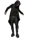 Punk Rave Mens Dark Punk Hooded Cloak Jacket - Black & Red