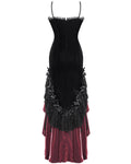 Eva Lady Womens Elegant Gothic Velvet & Lace Mermaid Evening Dress - Black & Red