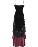 Eva Lady Womens Elegant Gothic Velvet & Lace Mermaid Evening Dress - Black & Red