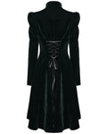 Punk Rave Womens Gothic Velvet Embellished Mid Length Military Coat - Bottle Green