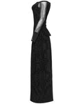 Punk Rave Womens Gothic Flocked Velvet Damask Off-Shoulder Maxi Dress