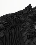 Punk Rave Daily Life Womens Elegant Gothic Swing Collar Lace Inset Top