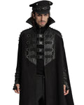 Punk Rave Mens Long Dark Gothic Cyberpunk Apocalyptic Spiked Cloak Cape Black