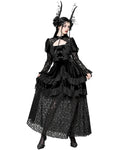 Dark in Love Womens Long Romantic Gothic Velvet & Lace Princess Maxi Dress