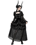Dark in Love Womens Long Romantic Gothic Velvet & Lace Princess Maxi Dress