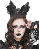 Devil Fashion Womens Gothic Crucifix Feathered Tiara Crown Fascinator