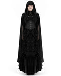 Dark In Love Long Gothic Aristocrat Velvet & Guiture Lace Hooded Cloak Jacket