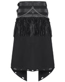 Devil Fashion Mens Apocalyptic Punk Chain & Fringe Half Skirt Kilt