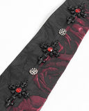 Devil Fashion Mens Gothic Crucifix Jacquard Neck Tie - Black & Red
