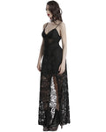 Punk Rave Daily Life Long Gothic Rose Lace Side Split Maxi Dress