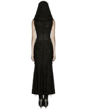 Punk Rave Daily Life Womens Apocalyptic Gothic Shredded Hooded Corset Maxi Dress