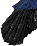 Dark In Love Womens Gothic Lolita Velvet & Lace Fishtail Prom Dress - Blue & Black