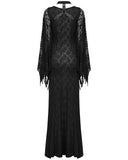 Punk Rave Womens Gothic Lace Batwing Caped Maxi Dress