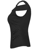 Punk Rave Womens Apocalyptic Gothic Studded Mesh Inset T-Shirt Top