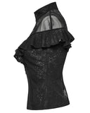 Punk Rave Womens Elegant Gothic Floral Lace Applique Blouse Top