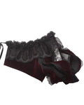 Dark In Love Womens Gothic Velvet & Lace Short Sleeve Bolero Shrug - Red & Black