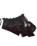 Dark In Love Womens Gothic Velvet & Lace Short Sleeve Bolero Shrug - Red & Black