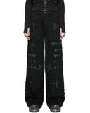 Punk Rave Womens Apocalyptic Gothic Cut & Sew Crucifix Cargo Pants