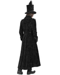 Devil Fashion Mens Long Gothic Victorian Damask Velvet Coat - Black