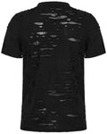 Punk Rave Mens Apocalyptic Gothic Shredded Fishnet Inset T Shirt Top
