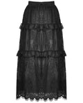 Dark In Love Long Gothic Lace Ruffle Maxi Bustle Skirt