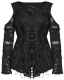 Punk Rave Plus Size Womens Apocalyptic Gothic Lace-Up Tunic Top