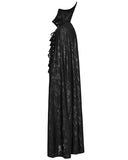 Punk Rave Mens Long Gothic Double-Breasted Cloak With Detachable Lace Ruffle